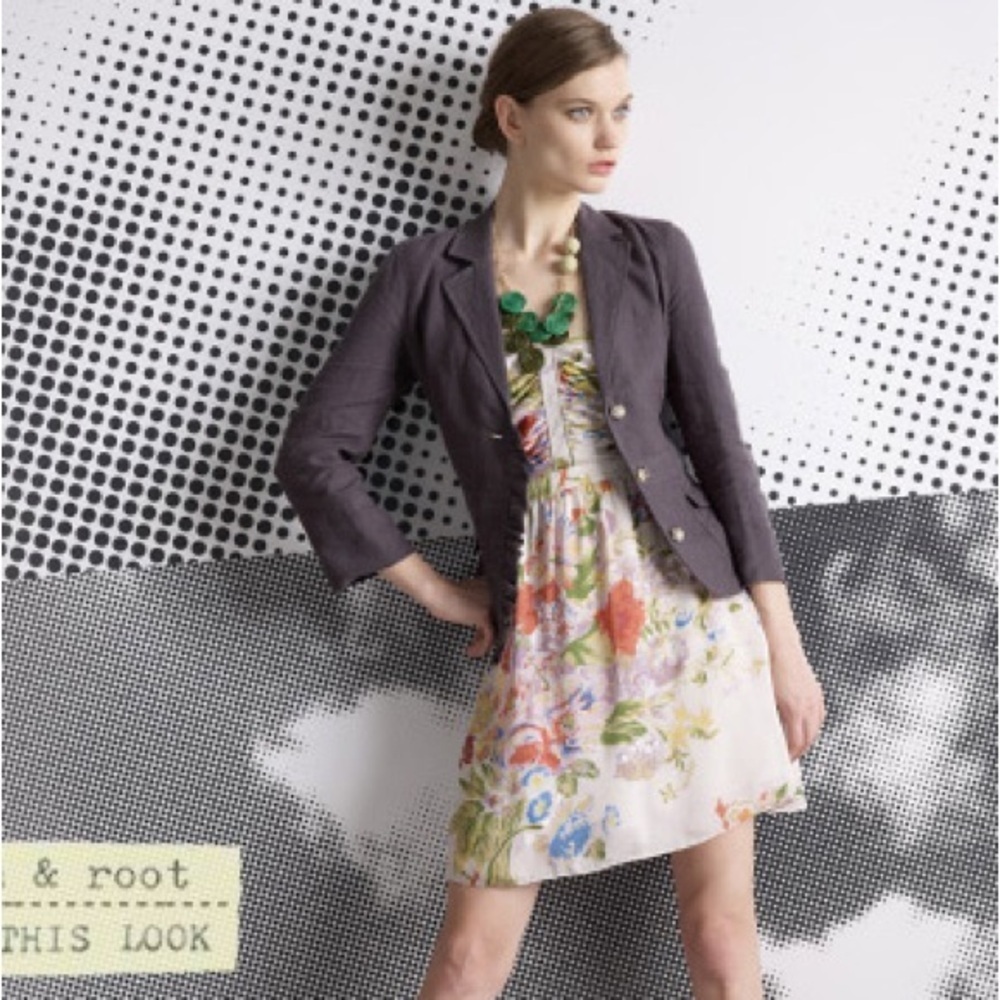 Anthro LEIFSDOTTIR Summer Twilight Floral Silk Dress - Picture 3 of 15